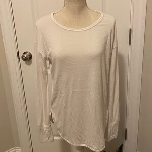 Athleta women’s long sleeved round necked shirt color off-white Small
